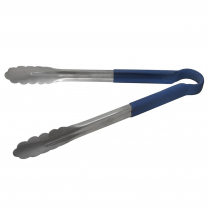 Stainless Steel Tongs Blue Handle 12"