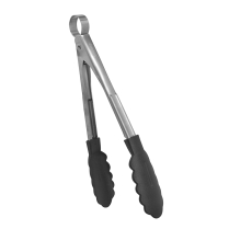 Satin Stainless Steel Locking Non Stick Nylon Handle Tongs 9