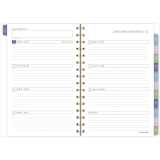 AT-A-GLANCE® Badge Floral Weekly/Monthly Planner 8-1/2" x 6" Bilingual Purple/Green