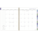 AT-A-GLANCE® Badge Floral Weekly/Monthly Planner 11" x 9" Bilingual Purple/Green