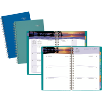 Mead® Tropical Weekly Poly Fashion Planner 5-7/8" x 8-1/4" Bilingual Assorted Blue