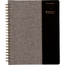 AT-A-GLANCE® Signature Collection Weekly/Monthly Planner 11-1/4" x 9" English Black/Grey