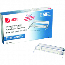 ACCO® Prong Fasteners 2" with 2-3/4" Centres 50/box