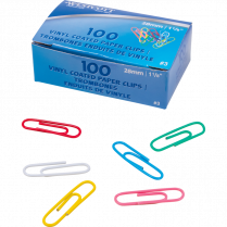 Westcott® Vinyl Coated Paper Clips #1, 1-1/8” 100/box