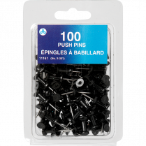 Westcott® Push Pins Black 100/box
