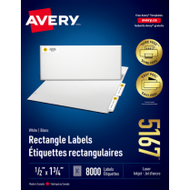 Avery® Easy Peel® Labels 1/2" x 1-3/4" Laser/Inkjet 8,000/box