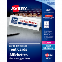 Avery® Tent Cards Large 11" x 3-1/2" White 50/box