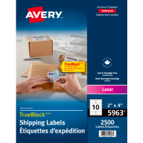 Avery® TrueBlock™ Shipping Labels 2" x 4" Laser 2,500/box