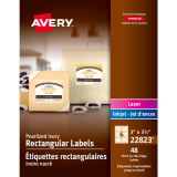 Avery® Print-to-the-Edge Rectangular Labels 3" x 3-3/4" Pearlized Ivory 48/pkg