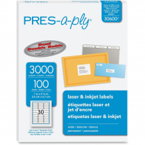 PRES-a-ply® Permanent Laser/Inkjet Labels 2-5/8" x 1 3,000/box