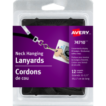 Avery® Neck Hanging Lanyards Black 12/pkg