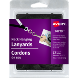 Avery® Neck Hanging Lanyards Black 12/pkg