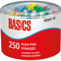 Basics® Push Pins Assorted 250/tub