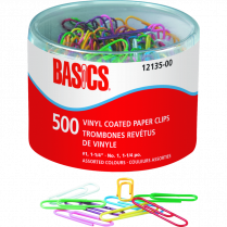Basics® Vinyl Coated Paper Clips #1 1-1/4" 500/tub