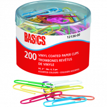 Basics® Vinyl Coated Paper Clips #4 2" 200/pkg