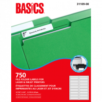 Basics® File Folder Labels for Laser and Inkjet Printers 750/box