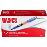 Basics® Permanent Markers Pen Style Fine Tip Blue 12/box