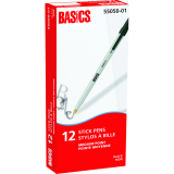 Basics® Stick Pen Medium Point Black 12/box
