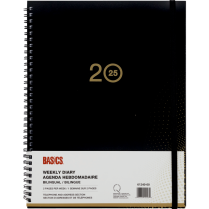Basics® Weekly Diary Flexible Cover 11" x 8-1/2" Bilingual Black