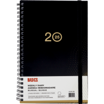 Basics® Weekly Diary Flexible Cover 8" x 5" Bilingual Black