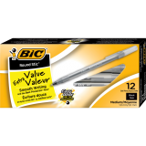 BIC® Round Stic Grip® Pens Medium Point Black 12/box