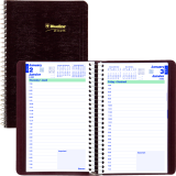 Blueline® Essential Daily Diary Spiral Bound Soft Cover 8" x 5" Bilingual Burgundy