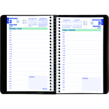 Blueline® Essential PlannerPlus Daily Diary w/Follow-up Notes 8"x5" Black Bilingual