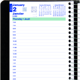 Blueline® Essential PlannerPlus Daily Diary w/Follow-up Notes 8"x5" Black Bilingual