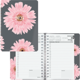 Blueline® Essential Pink Ribbon Daily Diary Twin Wire Soft Cover 8" x 5" Bilingual Pink