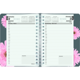 Blueline® Essential Pink Ribbon Daily Diary Twin Wire Soft Cover 8" x 5" Bilingual Pink