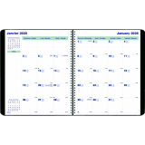 Blueline® Essential Monthly Diary Twin Wire Soft Cover 11" x 9-1/16" Bilingual Black