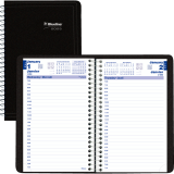 Blueline® Essential Daily Diary Spiral Bound Soft Cover 8" x 5" Black Bilingual