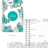Blueline® DoodlePlan™ Weekly/Monthly Planner 8" x 5" Botanica Bilingual