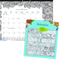 Blueline® DoodlePlan™ Colouring Monthly Desk Pad 22" x 17" Botanica Design