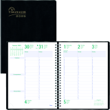 Blueline® Timanager® Weekly Business Diary Twin Wire Soft Cover 10-1/4" x 7-5/8" English Black
