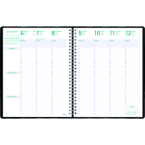 Blueline® Timanager® Weekly/Monthly Business Diary Twin Wire 11x8-1/2" English Black