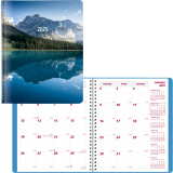 Brownline® Mountain Monthly Planner 8-7/8" x 7-1/8" English Blue