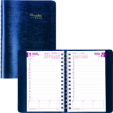 Brownline® Essential Daily Diary Twin Wire 8" x 5" English Blue