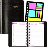 Brownline® Essential PlannerPlus Daily Diary Twin Wire Soft Cover 5" x 8" English Black