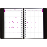 Brownline® Essential PlannerPlus Daily Diary Twin Wire Soft Cover 5" x 8" English Black