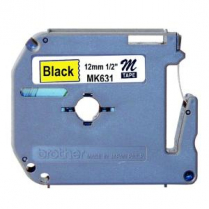 Brother P-Touch M Tape Non-Laminated 12mm Black on Yellow