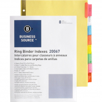 Business Source Reinforced Tab Indexes Colours 8 Tabs
