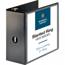 Business Source D Ring View Binder 5" Black