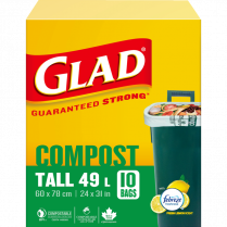 Glad® Compostable Bags 23-13/16" x 30-1/2" 10 bags/box