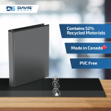 Davis Easyview Overlay D-Ring Binder 1" Black