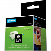 DYMO® LabelWriter® Standard Address Labels 1-1/8" x 3-1/2" White 130 Labels 2 rolls/box