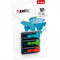 Emtec™ C450 Slide USB 2.0 Flash Drive 16GB Assorted Colours 3/pkg