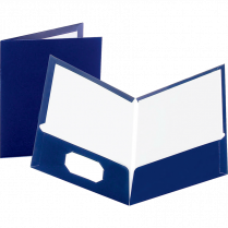 Oxford® Showfolio™ Laminated Twin Pocket Portfolio Dark Blue