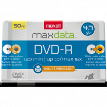Maxell Maxdata™ DVD-Rs 16X 4.7GB Printable White 50/spindle