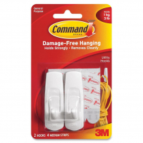 Command™ Adhesive Medium Mounting Hooks White 2/pkg